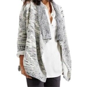 Lou & Grey Wool Mohair Blend Open Front Chunky Knit Cardigan Waterfall Boho
